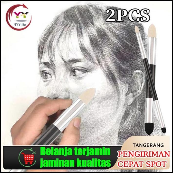 

2Pcs Sketch Gray Surface Pen, Rubbing Sponge, Detail Tool, Washable Art