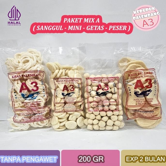

TERLARIS Paket Mix A - Kerupuk Mini Peser Sanggul Getas Kemplang Ikan Tenggiri 800GR Siap kirim