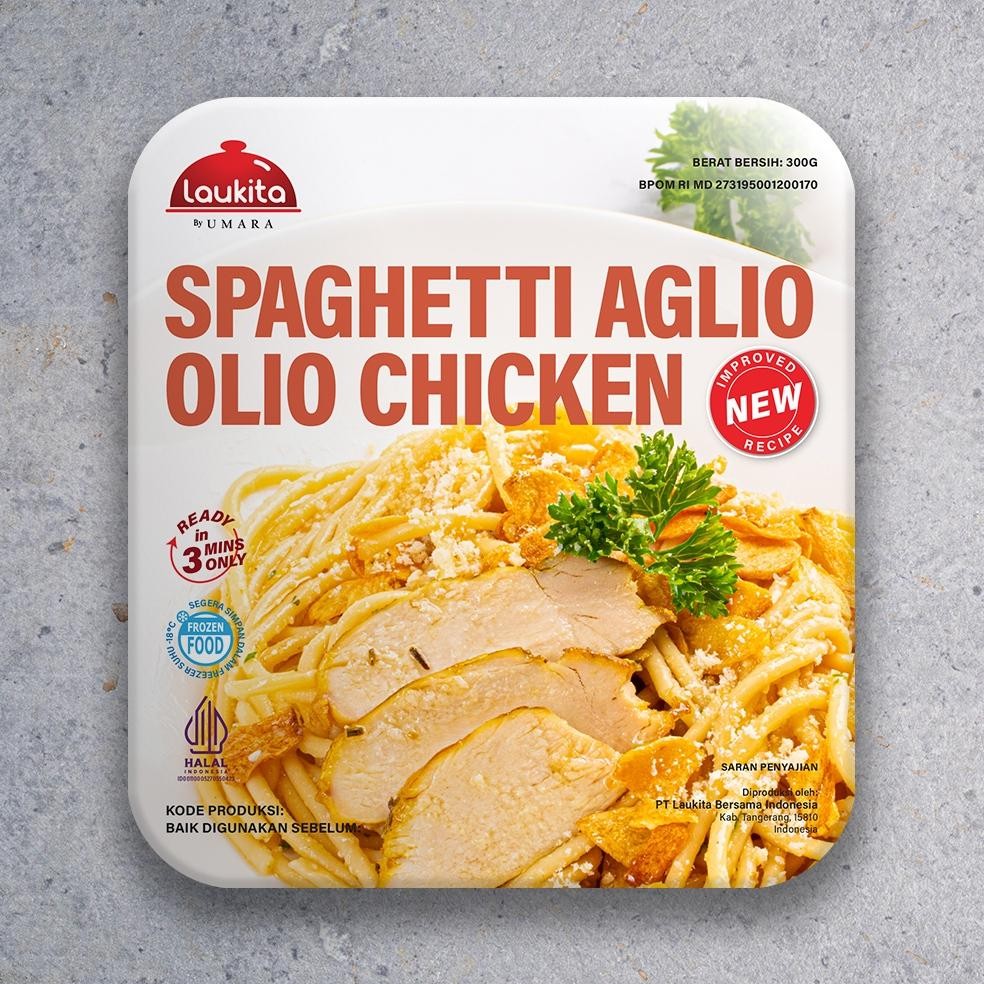 

READY STOK Laukita Gourmet Spaghetti Aglio Olio Chicken Frozen Food Pasta [300g] Siap kirim