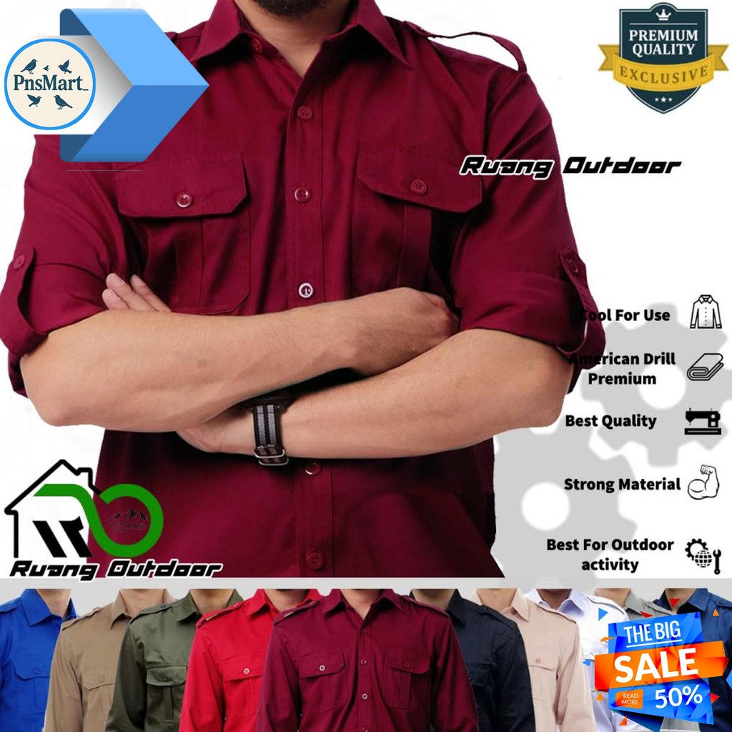 JUMBO 3XL 4XL XXXL XXXXL BAJU KEMEJA PDH PDL LENGAN PANJANG - PAKAIAN ATASAN SERAGAM PRIA WANITA PRE