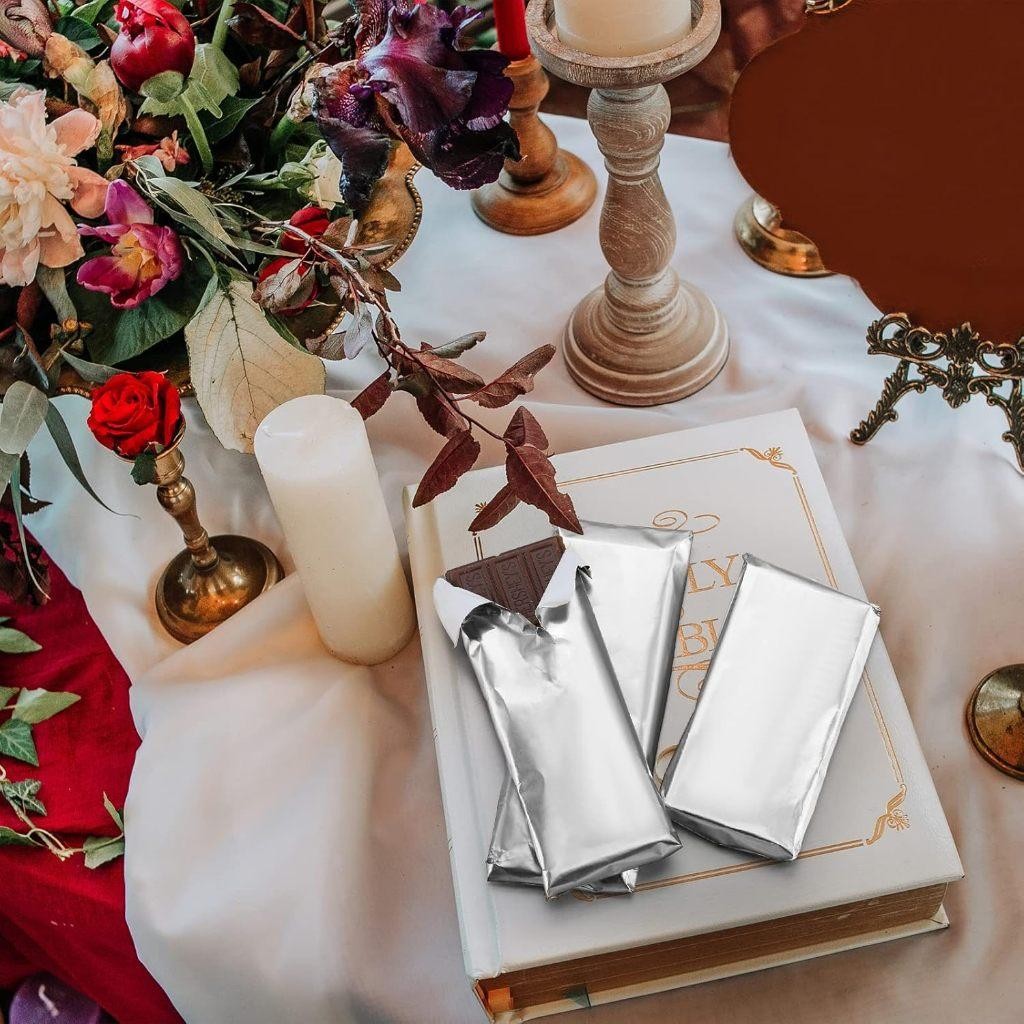 

100Pcs Kertas Gold Foil Kertas Metalik Silver Kertas Foil Silver Dekorasi Kertas Cokelat/Permen Aluminium Foil Gold Kertas Metalik Silver