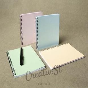 

Spot Barang !!! [Tulis Id]Basic White Paper Pastel Spiral Notebook A5 Blank Grid Dotted Ruled