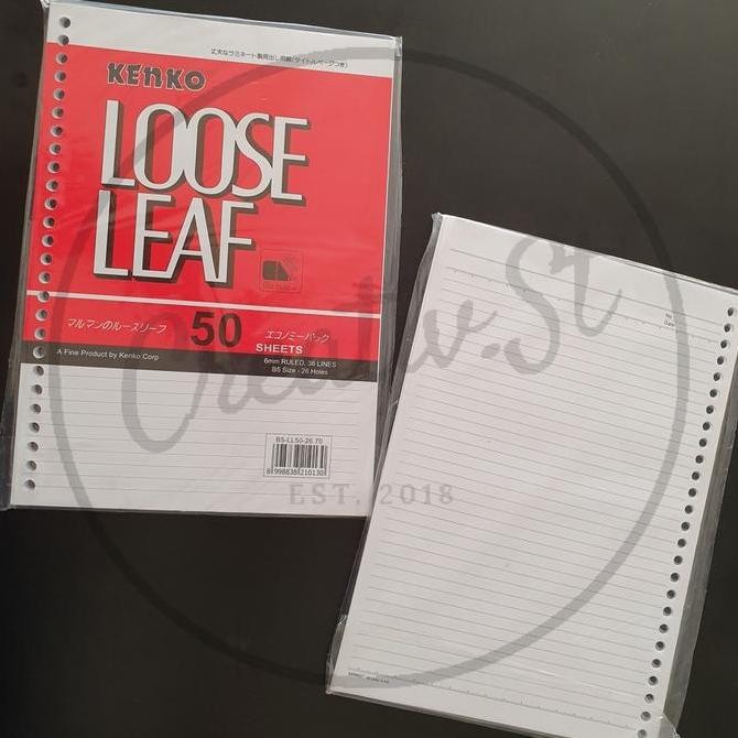 

Terlaris !!! Kenko Loose Leaf B5 50 Isi Binder 26 Ring