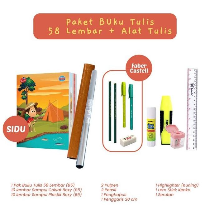 

New Arrival !!! Paket Lengkap 10 Buku Tulis 58 Lembar Alat Tulis Kantor Sampul Plastik Coklat Back To School