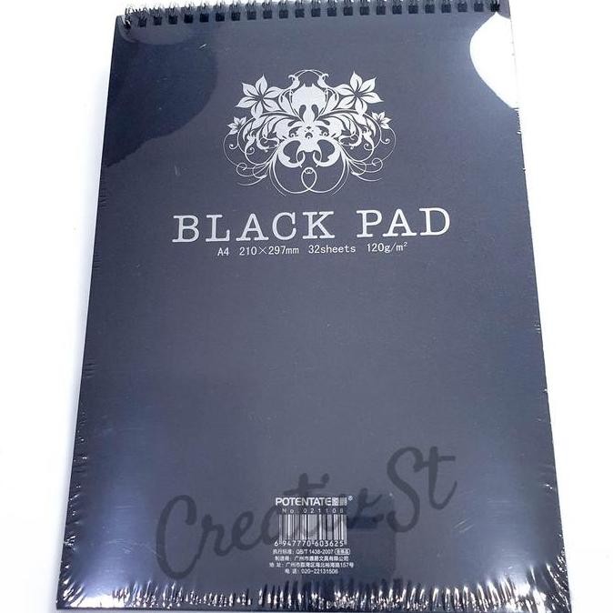 

Eksclusiv !!! Potentate Black Pad A4 32 Sheet 120 Gsm Wire Book Buku Sketsa Kertas Hitam 21 Cm X 30 Cm