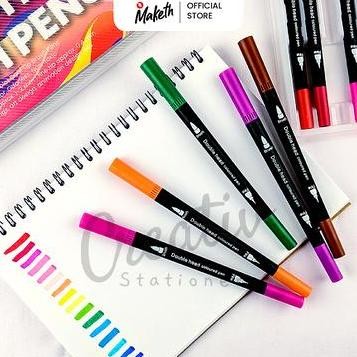 

New Arrival !!! Maketh Brush Pen Black 48W Spidol Kuas Kaligrafi 48 Warna Bp-48Wbl