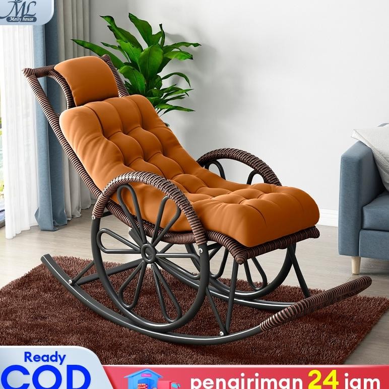 Kursi Goyang Rotan Kursi Rotan Kursi Santai Kursi Malas Kursi Goyang Santai Bantal Opsional