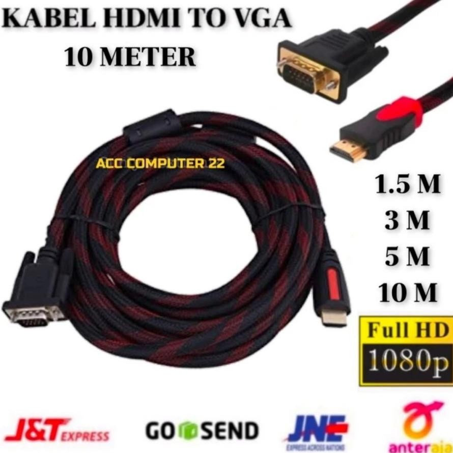 ''Terlaris" Kabel Hdmi To Vga 10 Meter Kabel Hdmi Ke Vga Murah