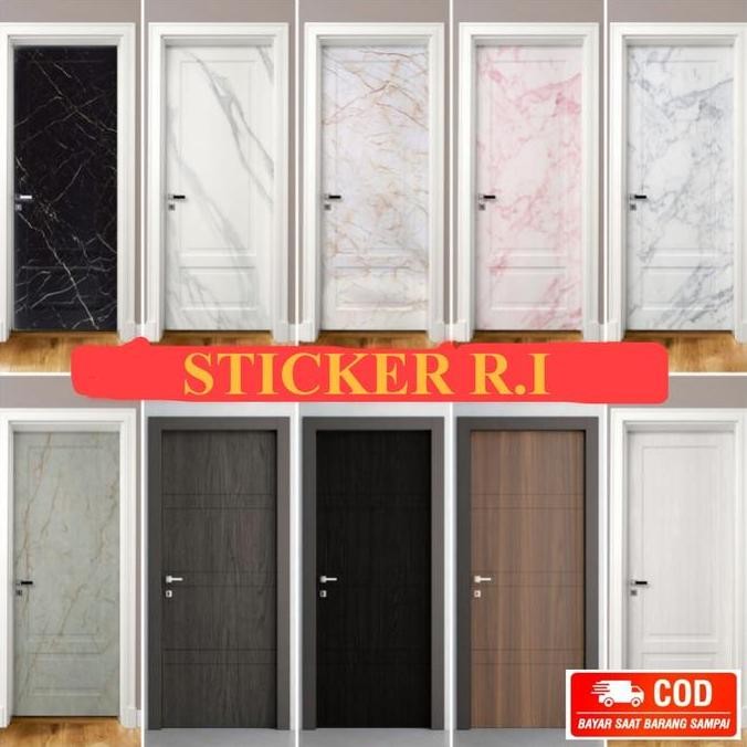 Sticker Pintu Rumah Kamar Mandi Anti Air Lebar 122 Cm Motif Marmer