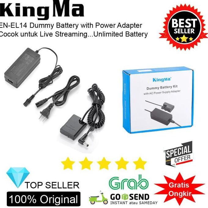 Kingma Dummy Battery Nikon EN-EL14 - For Live Streaming - VLOG & Timelapse - Baterai Colok Listrik C