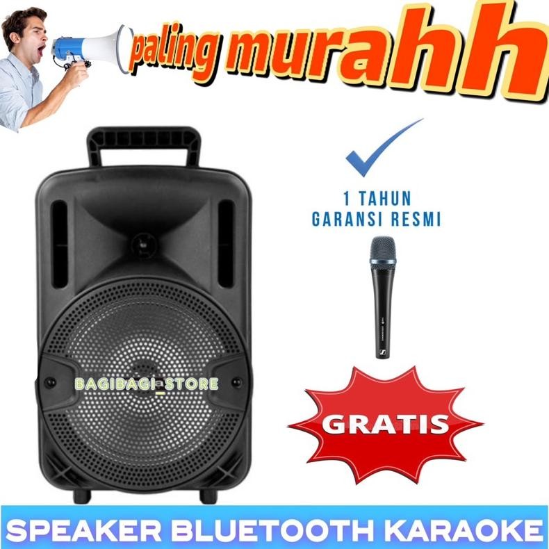 ''Terlaris" Speaker Karaoke Bluetooth Gratis Mic Full Bass Ukuran Jumbo - Salon Aktif Bluetooth Kara