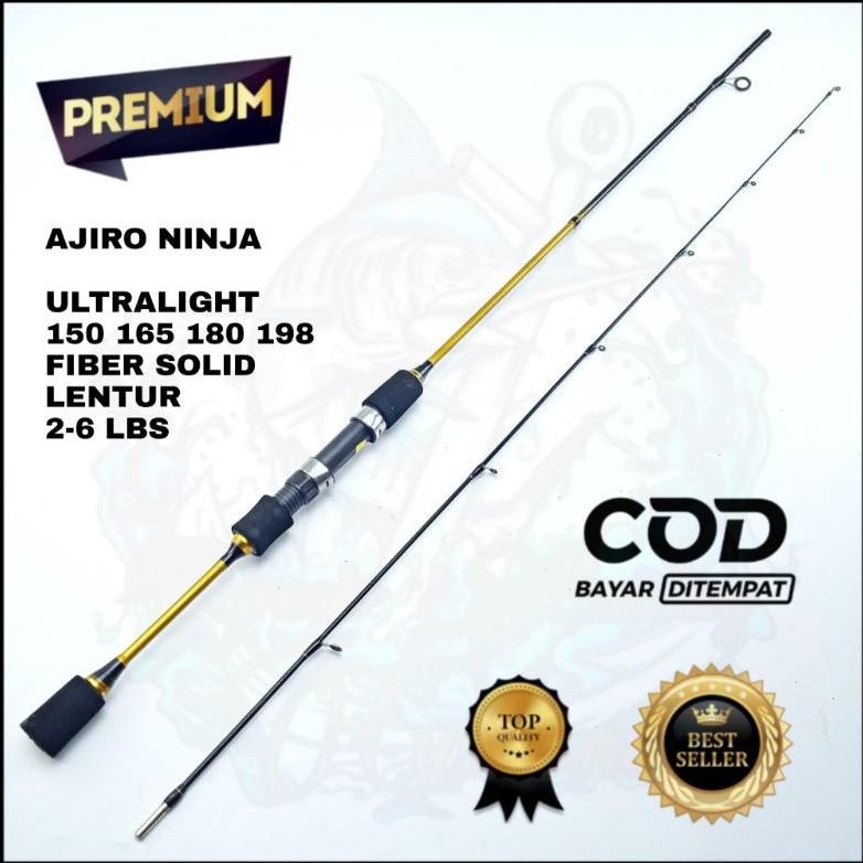 READY STOCK joran pancing murah kuat fiber solid lentur ajiro ninja ul ultralight 165 180 198 210 cm