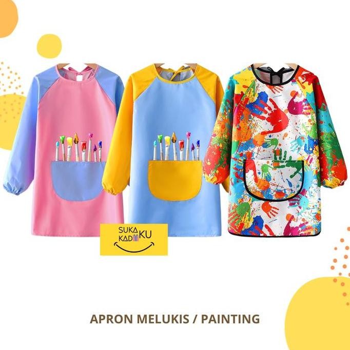 

Terlaris Apron / Celemek Baju Anak Import Melukis Art Tali Anti Air Waterproof