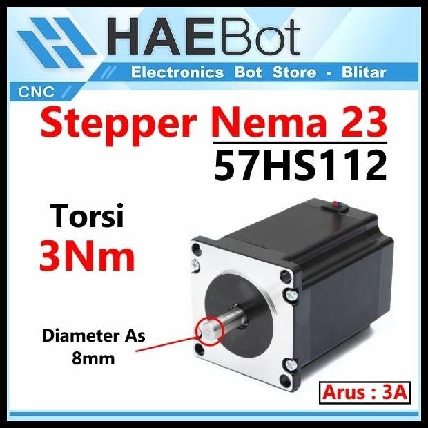 Terlaris [Haebot] Motor Stepper Nema 23 57Hs112 3Nm 112Mm 3A Cnc Robot Laser Router Plasma Milling H