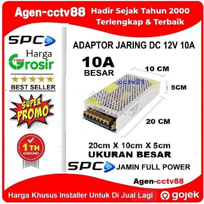 

Terlaris Adaptor Jaring Power Supply Spc Dc 12V 10A Murni Untuk Cctv - Led -Dll