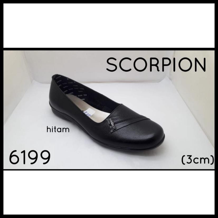 SEPATU KULIT WANITA SCORPION 6199 HITAM