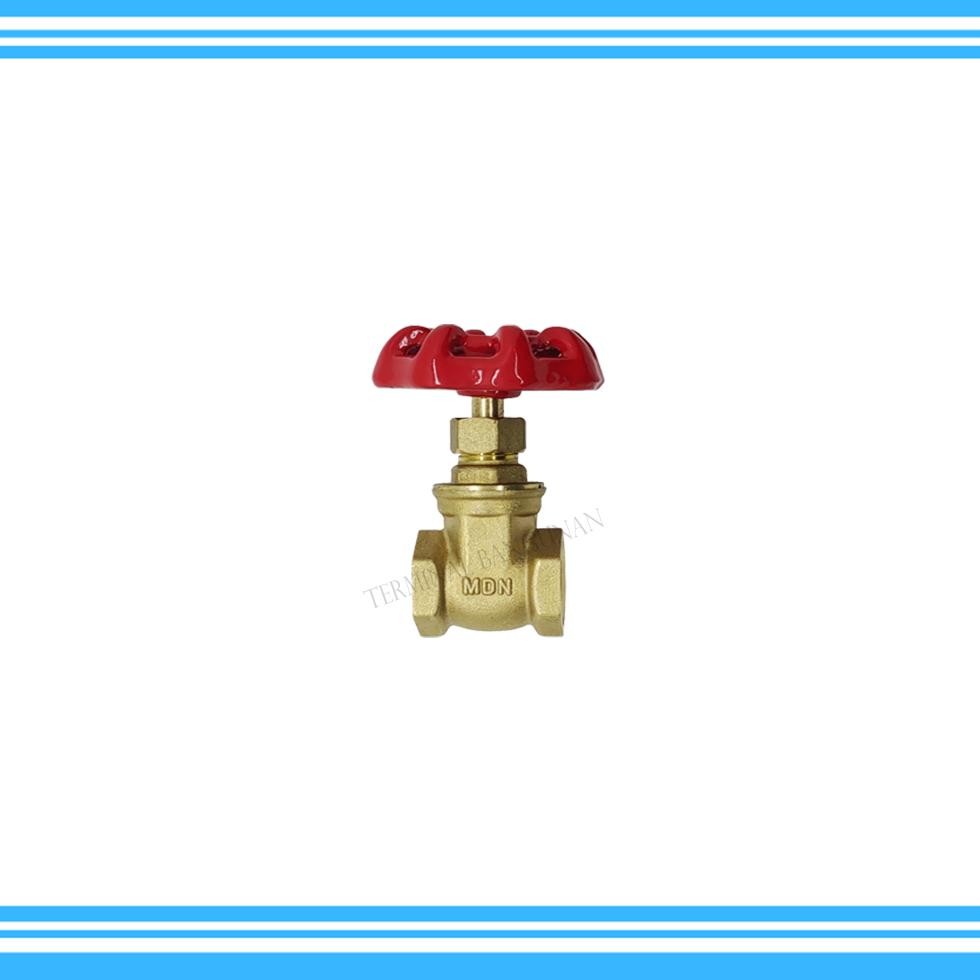 HJK Gate Valve Kuningan Bonuci Stop Kran 1/2 Inch Drat Dalam Model Putar
