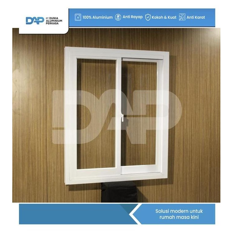 Jendela Sliding Aluminium Kaca 100 x 120 Promo