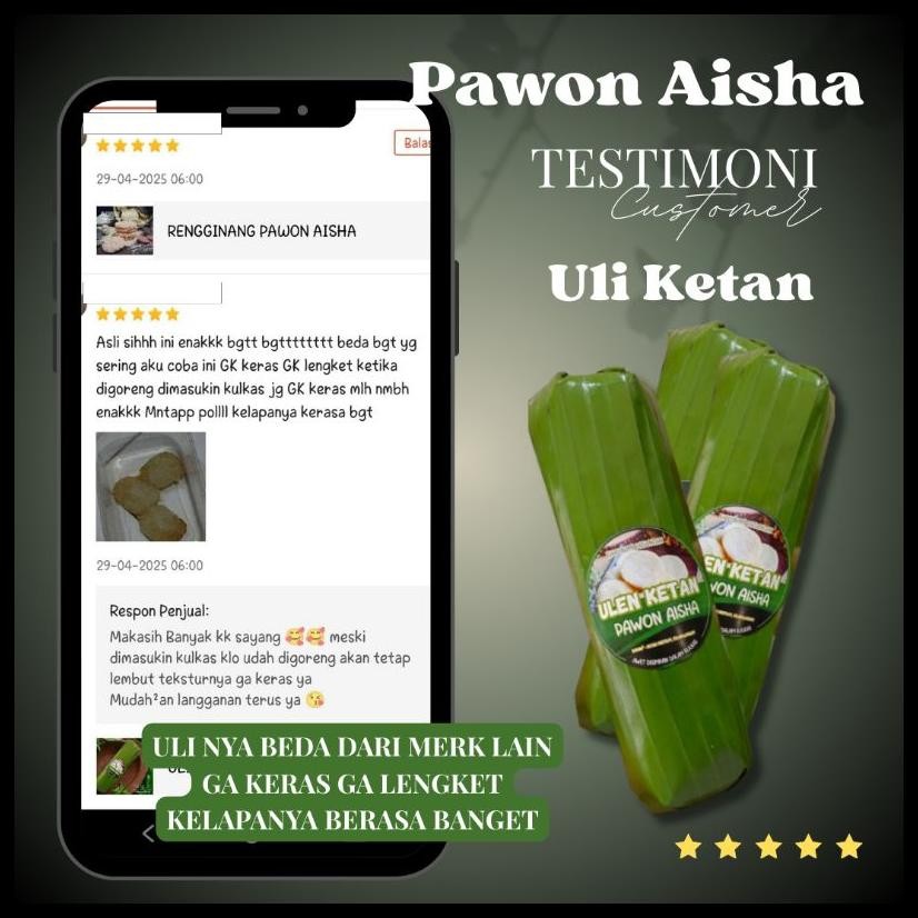 

ULI KETAN / ULEN PAWON AISHA ( 500 GRAM ) KEMASAN VACUM AWET & TAHAN LAMA