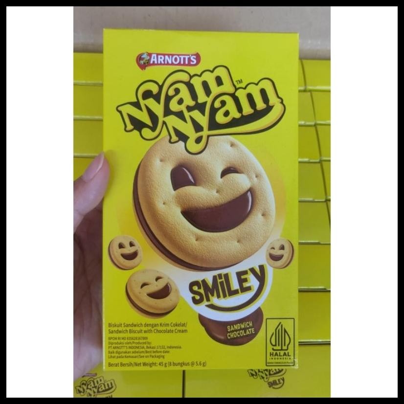 

AGEN DISTRIBUTOR MAKANAN RINGAN SNACK WAFER BISKUIT ARNOTTS NYAM NYAM SMILEY SANDWICH CHOCOLATE CREAM MURAH