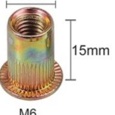new 1PAK(100PCS) M6 RIVET NUT STEEL ZINC PLATED / MUR RIVET BIBIR TEBAL KUNING BESI UKURAN M6 / INSE