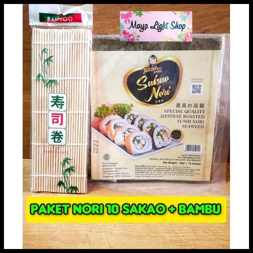 

PAKET SUSHI NORI 10 LEMBAR + BAMBU SUSHI 1 NORI RUMPUT LAUT BENTO SEAWEED BAMBOO SUSHIMAT TIKAR PENGGULUNG HALAL MURAH KIMBAP SEAWEED NORI RUMPUT LAUT JAVA SAKAO NORI