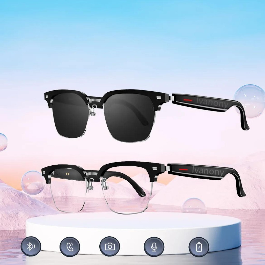 

AI Smart Translate Glasses Bluetooth Call Voice Assistant Remote Camera Music Play Sunglassess Translator for Studying Traveling