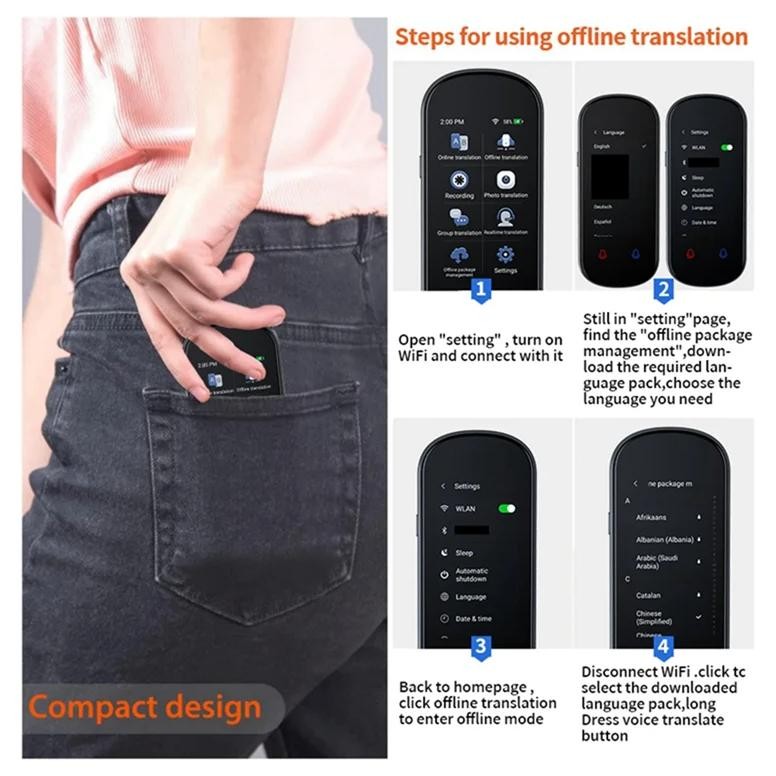 

FORW-Language Translator Device Support 138 Languages Offline Translation Black For Learning Travel