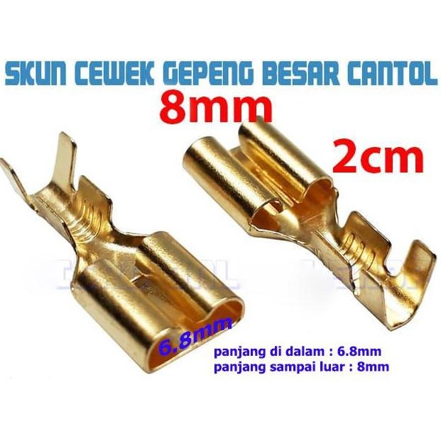 Skun Gepeng 8mm Cewek Female Kecil / Soket / Skun Motor / Skun kabel