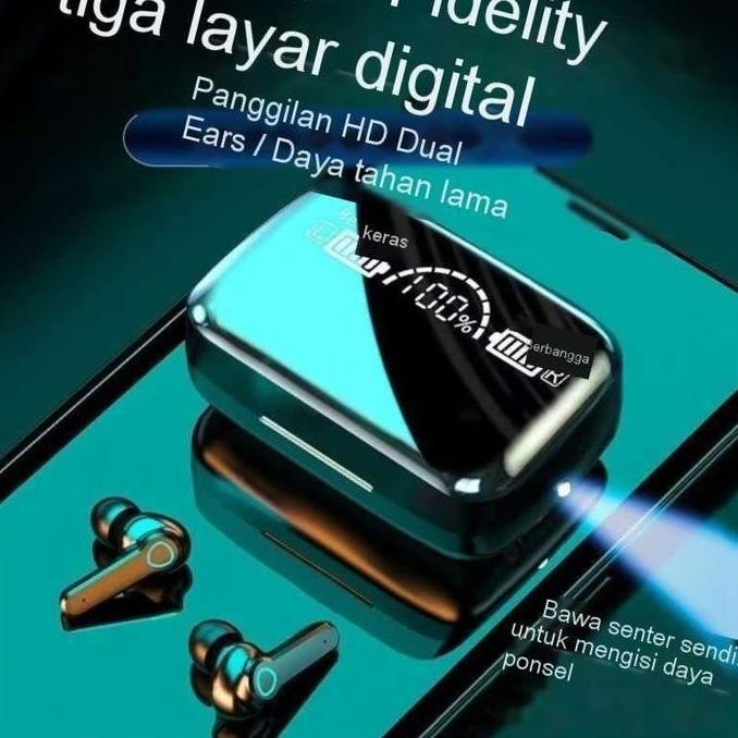 Headset Bluetooth 5.3 M19 tws earphone earbud wireless l display hifi sound stereo