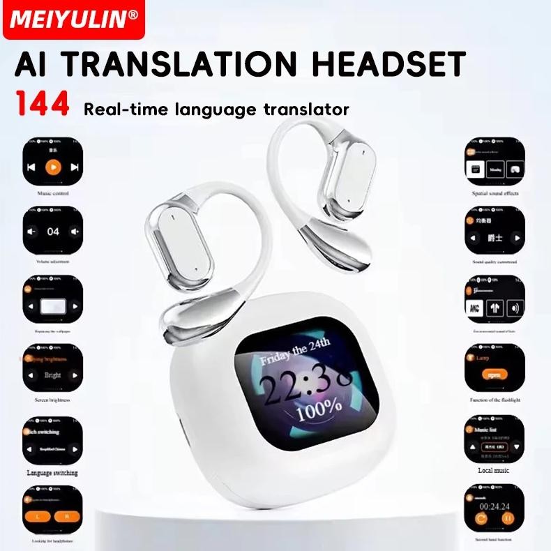 

Wireless BT 144 Real-time Language Translators Headphones Bluetooth Ear Hanging Translator Earphones for Travel Business Earbuds