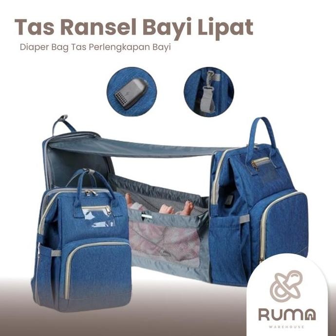 TERBARU - Tas Ransel Kasur Ranjang Lipat Bayi Diaper Bag Tas Perlengkapan Bayi