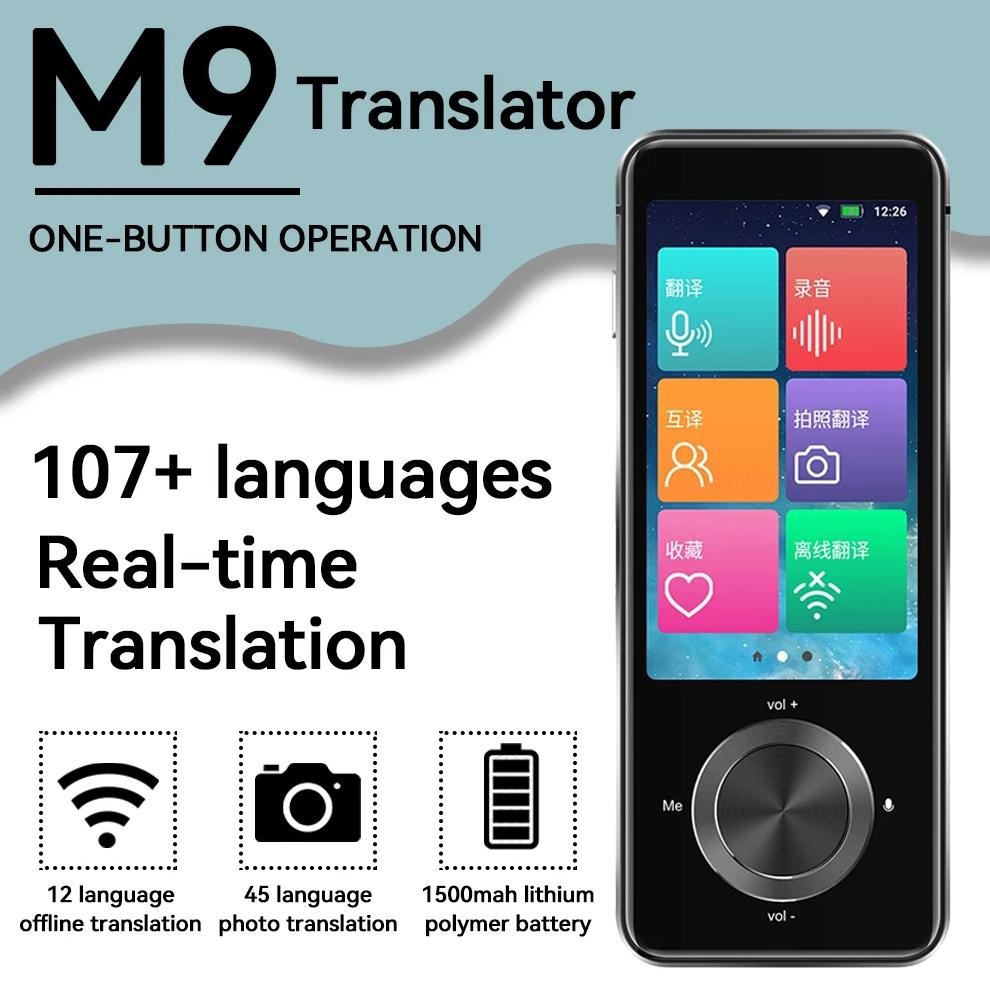 

2023 Newest M9 Instant Voice Translator Portable Language Translator In Real-time Smart Translator Supports 12 offline languages