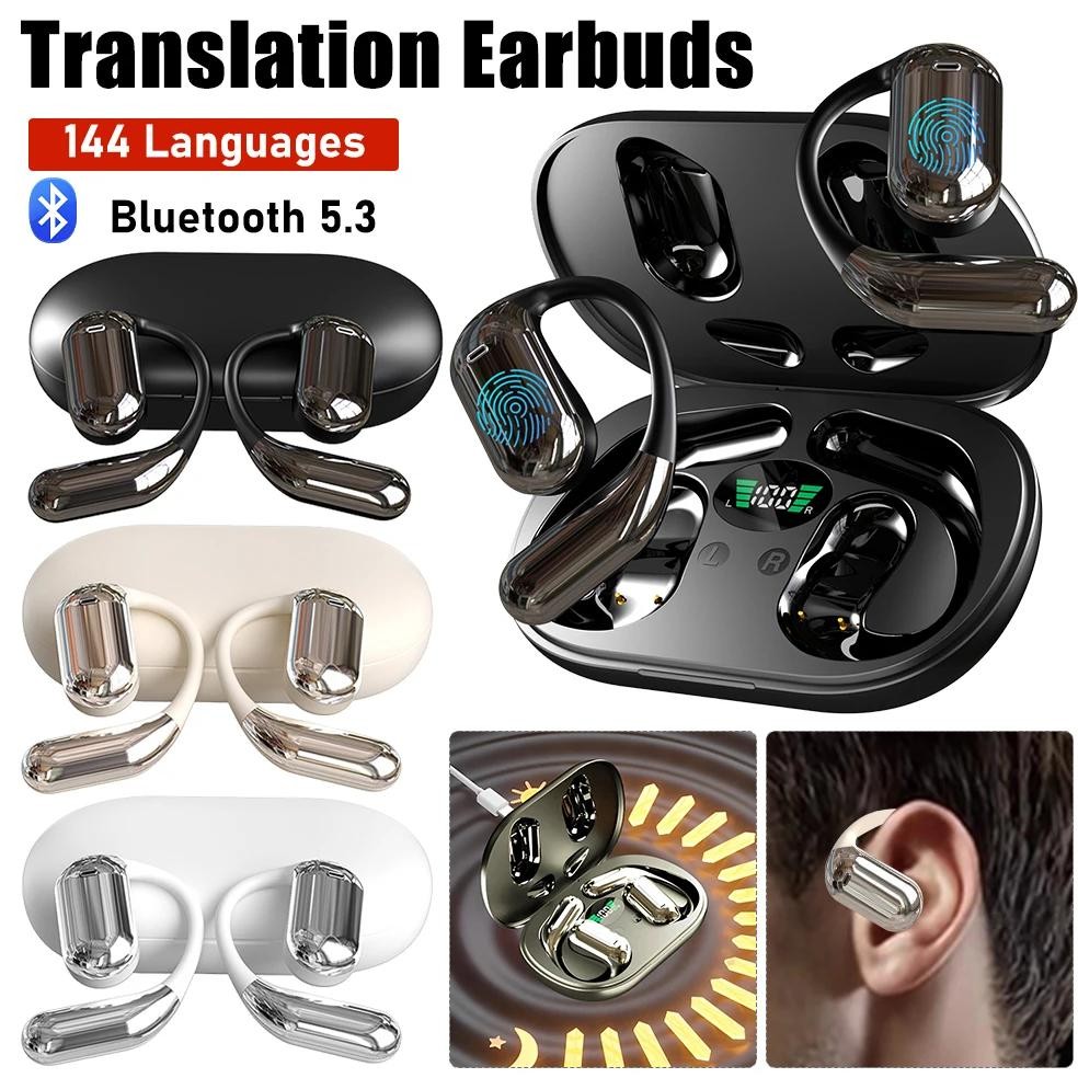 

3-in-1 Wireless BT Translator Earbuds AI Real Time 144 Languages Translation Earphones Translator Headphones for Travel Business