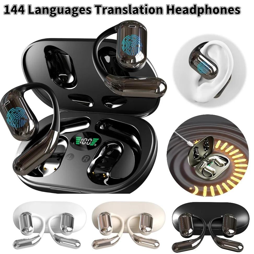

Wireless BT Language Translator Earbuds 144 Languages Ai Translating Earbuds Headphones 3-in-1 for Travel Business Learning