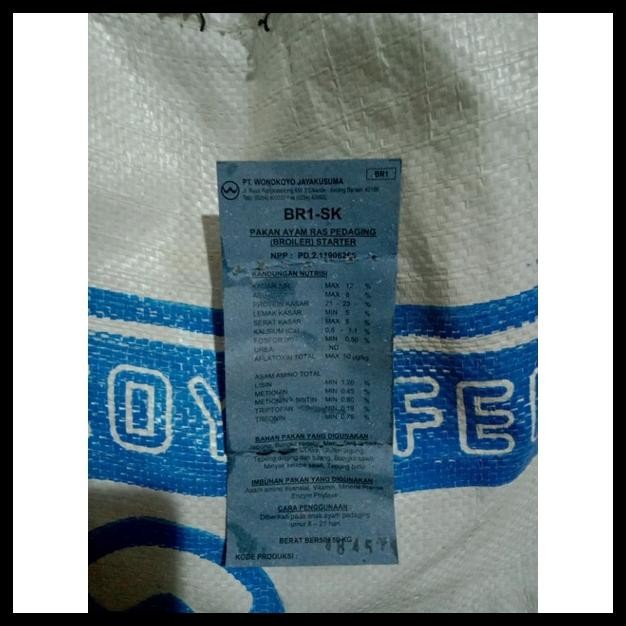 PAKAN BROILER STARTER BR1-SK WONOKOYO 50 KG