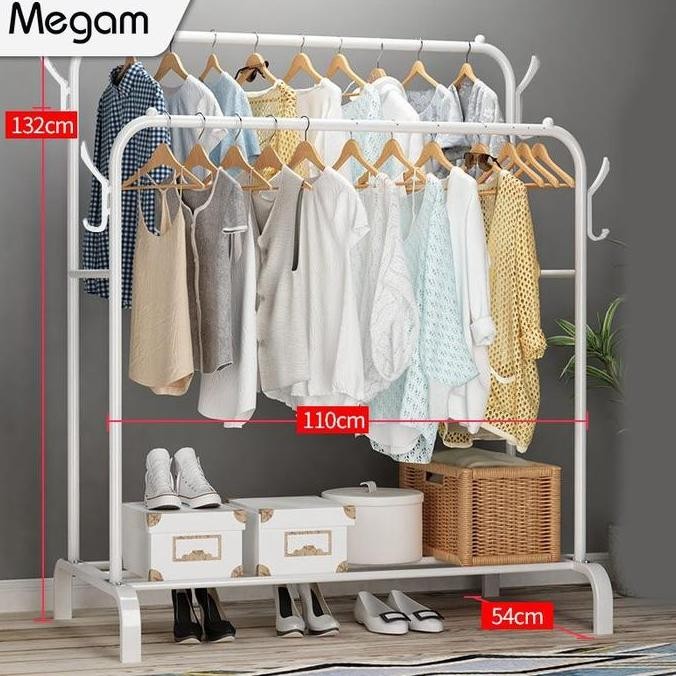 Megam Stand Hanger Rak Gantungan Baju Double HSH101