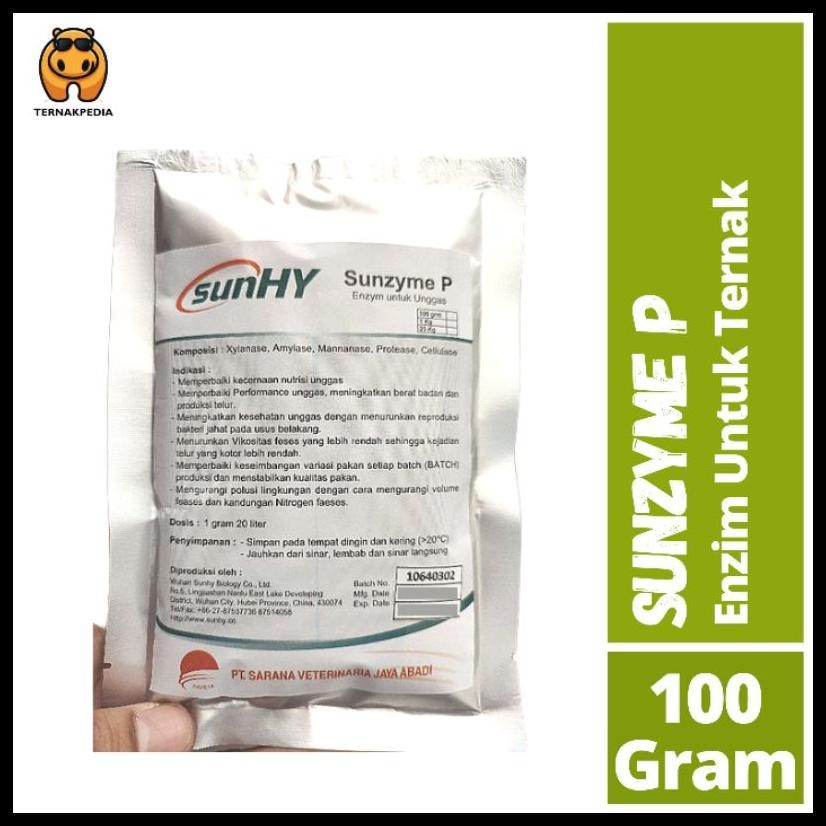 SUNZYME P 100 GR - ENZIM UNTUK TERNAK - ENZIM UNTUK UNGGAS - OBAT PENCERNAAN TERNAK - OBAT PENCERNAA
