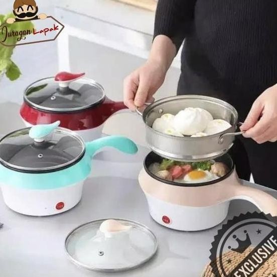 Panci Elektrik Multifungsi Alat Masak Kukus Rebus Goreng Teflon Anti Lengket Kompor Listrik Peralata
