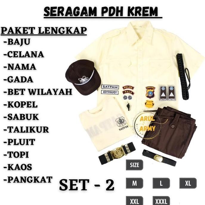 SERAGAM SATPAM TERBARU 2022 KREM BAJU SETELAN SECURITY PDH PDL CREAM