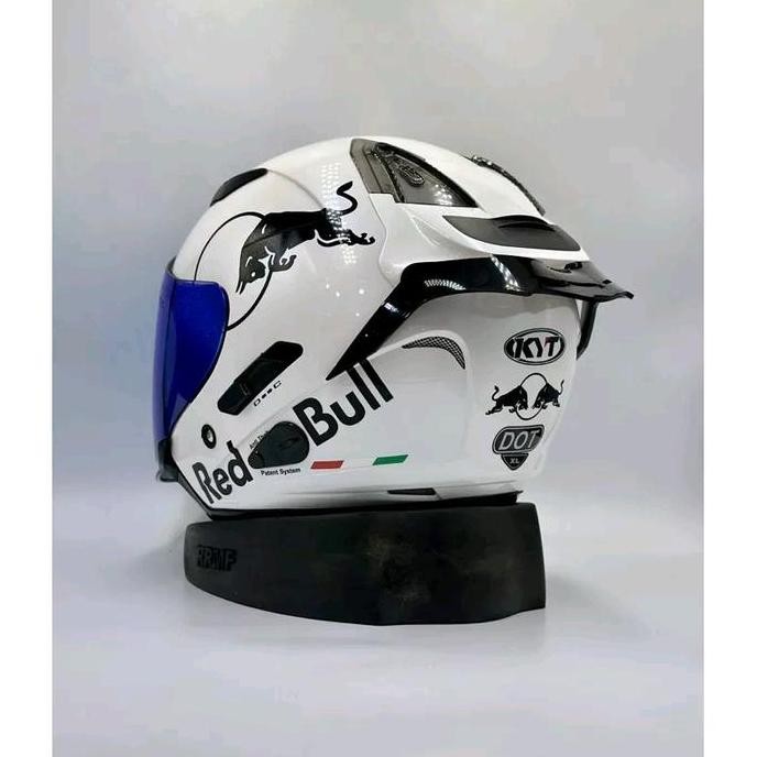 BEBAS ONGKIR - Helm Half Face KYT Galaxy Solid White Paket Ganteng Redbull Original SNI-DOT