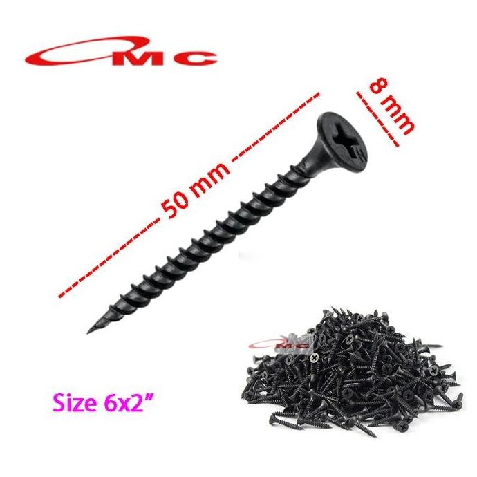 Camel Skrup Sekrup Gypsum 6X2" Sekrup Gipsum Hitam Sekrup Drywall Screw Sds 6X2 Inch Baut Paku Papan