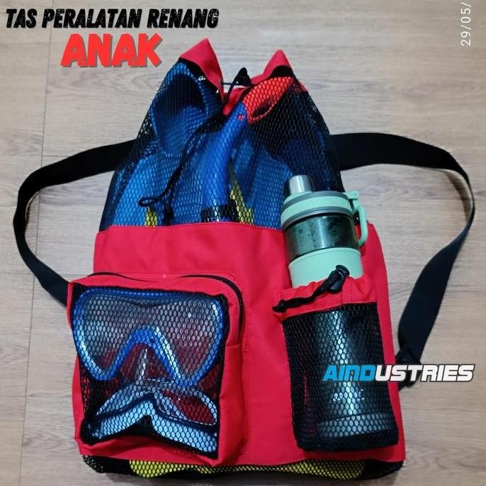 Tas Renang Anak Ransel Jaring Untuk Alat Berenang Fin Pelampung Kaki Katak BS