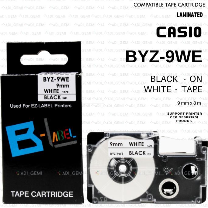 

Compatible TAPE Cartridge CASIO BYZ-9WE BLACK ON WHITE - 9MM X 8M MURAH