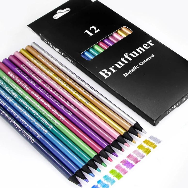 

12 Colors Metallic Colored Pencil Back To School Color Pencil Set Art Supplies Stationery Items For Kids Diy Drawing Painting
