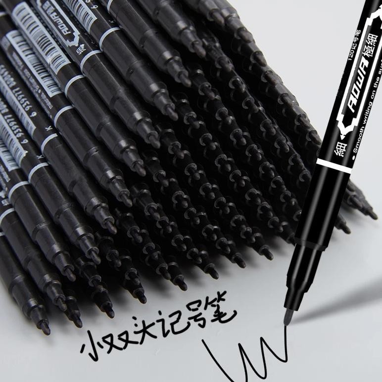 

10Pcs Double Tip Permanent Markers Pens Waterproof Oily Fine Tip Black Painting Marker Graffiti Marking Pens School Supplies