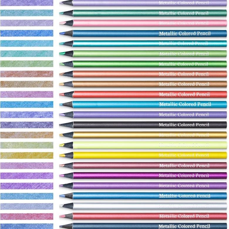 

24 Color Metallic Colored Pencils Drawing Sketching Set Painting Colour Pencils Art Supplies For Artist Coloring Pencils