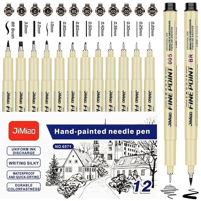 

Professional 6/12Pc Manga Art Marker Set Fine Line Sketch Pens For Drawing Illustration & Calligraphy Artist School Supplies Kit