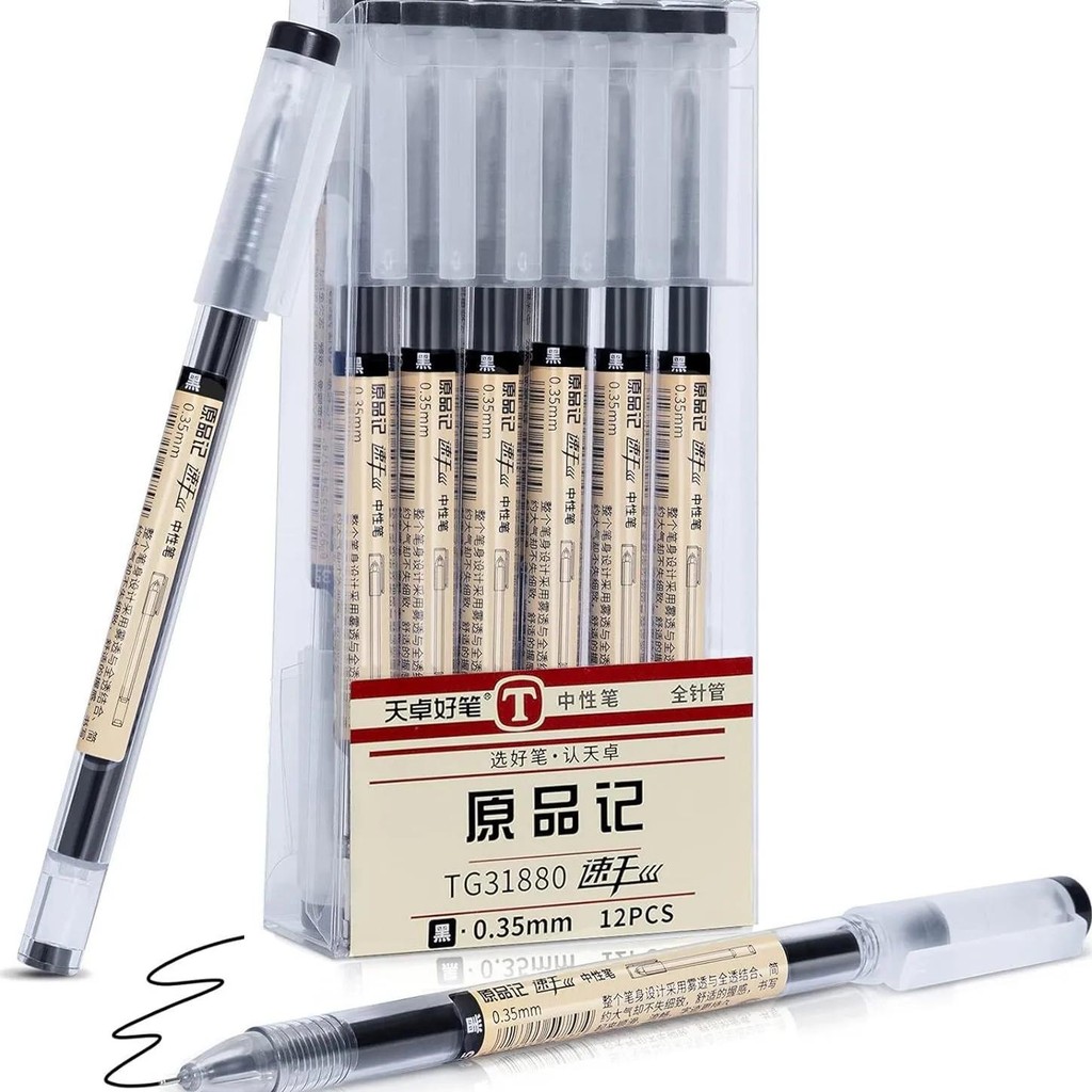 

12Pcs 0.35Mm Needle Tip Gel Pens, Quick-Dry Carbon Ink 3 Colors (Black/Blue/Red) For School Office Writing Supplies