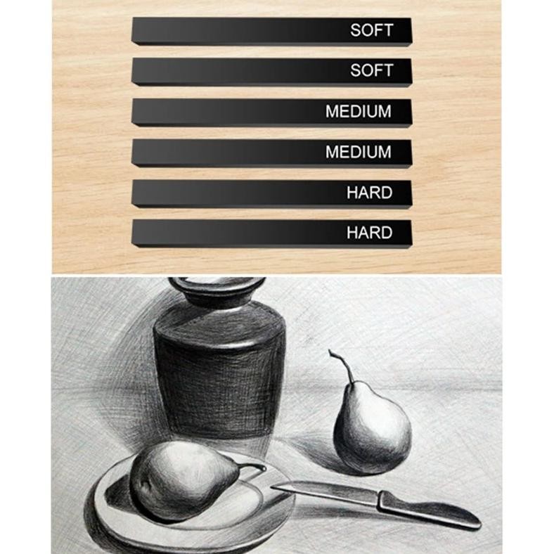 

6Pcs Square Compressed Charcoal Sticks Drawing Pencils Set For Diy Drawing Crafts Xmas Birthday Stocking Stuffer Present